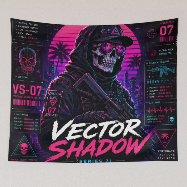 Item preview, Vector Shadow (Series 7) - Neon Synthwave Tactical Skeleton Art designed and sold by RiteshCenter.