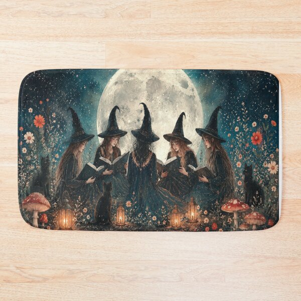 Item preview, Witches Reading Spellbooks Under Full Moon Night designed and sold by AtlantiqArt.