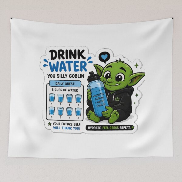 Item preview, Drink Water You Silly Goblin Sticker | Cute Hydration Reminder designed and sold by GoblinCapital.
