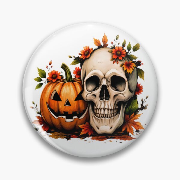Item preview, Vintage Halloween Skull and Pumpkin Design designed and sold by PersonaCrafts.