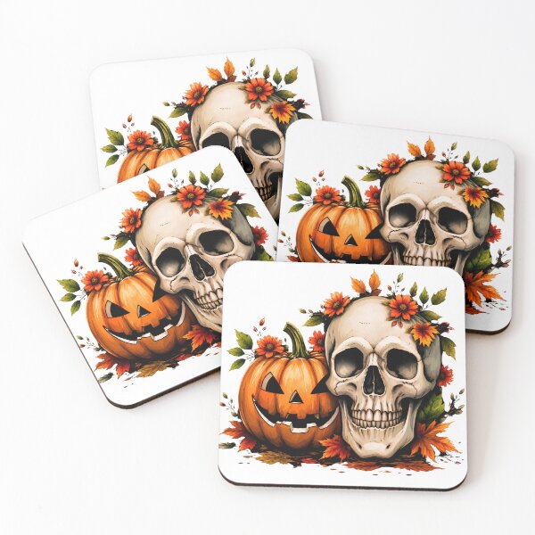 Item preview, Vintage Halloween Skull and Pumpkin Design designed and sold by PersonaCrafts.
