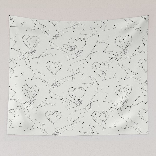 Item preview, The Heart’s Constellation - Minimalist Star & Hand Blueprint Pattern designed and sold by InnerwayStudio.