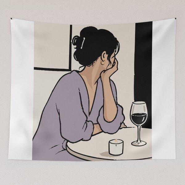 Item preview, Woman & Wine & Candle Poster, Feminine Neutral Decor designed and sold by Studio pod Burom.