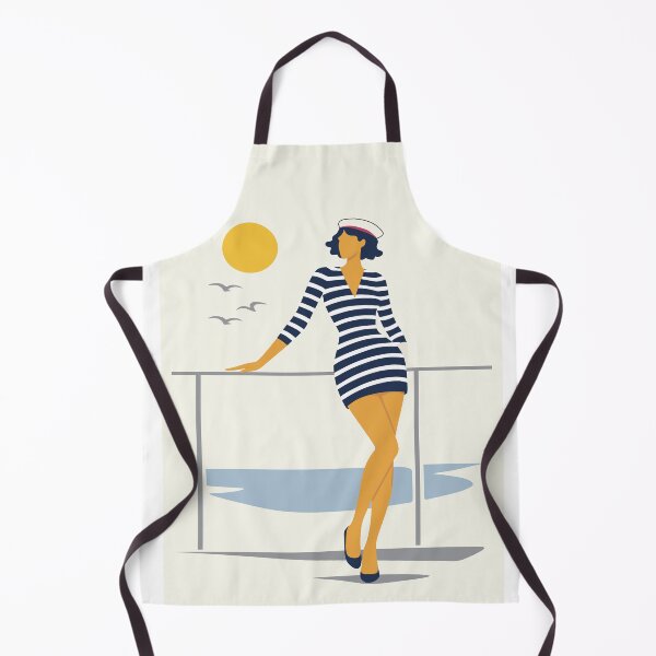 Item preview, Minimalist Nautical Woman Art, Coastal Stripes Illustration designed and sold by Studio pod Burom.