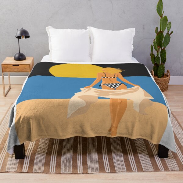 Item preview, Woman Walking to Sea Art, Minimalist Coastal Sunset Decor designed and sold by Studio pod Burom.