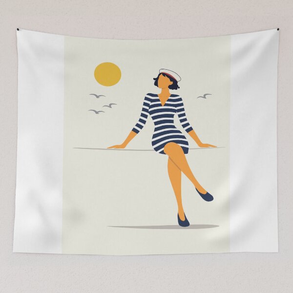 Item preview, Minimalist Coastal Woman Decor, Nautical Seaside Art  designed and sold by Studio pod Burom.