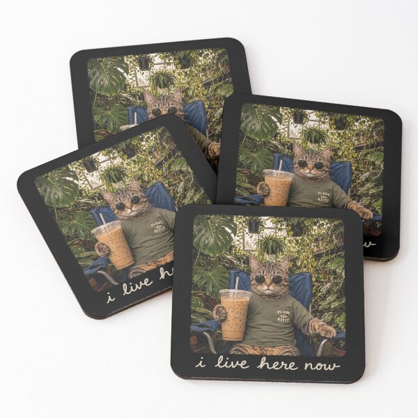 Item preview, I Live Here Now Cat Meme Plant Lover designed and sold by Eh Plus Designs.