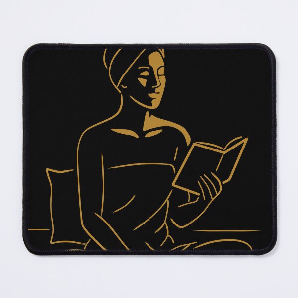Item preview, Art Deco Woman Reading Line Art, Golden Minimalist Decor designed and sold by Studio pod Burom.