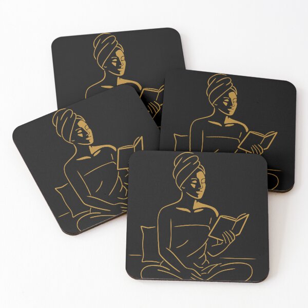 Item preview, Art Deco Woman Reading Line Art, Golden Minimalist Decor designed and sold by Studio pod Burom.