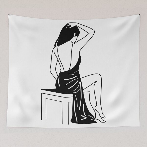 Item preview, Minimalist Woman Line Art, Black and White Figurative Decor designed and sold by Studio pod Burom.