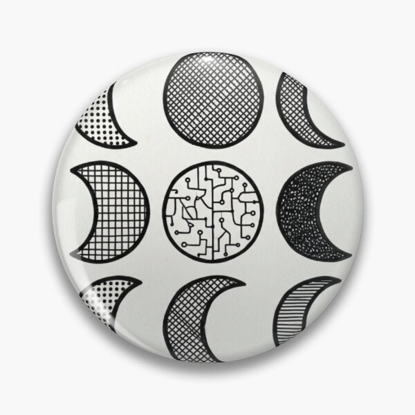 Item preview, Phases of Attention - Minimalist Geometric Moon Blueprint Pattern designed and sold by InnerwayStudio.