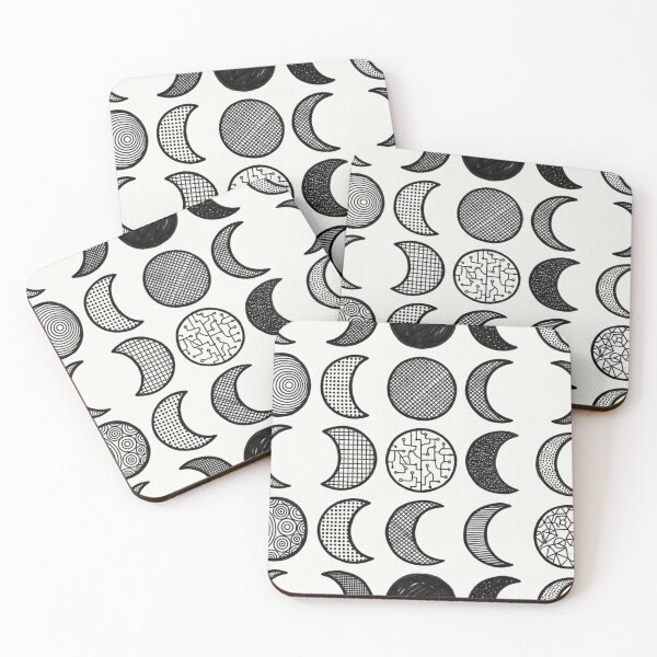 Item preview, Phases of Attention - Minimalist Geometric Moon Blueprint Pattern designed and sold by InnerwayStudio.