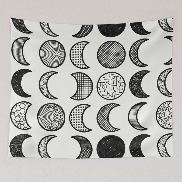 Item preview, Phases of Attention - Minimalist Geometric Moon Blueprint Pattern designed and sold by InnerwayStudio.