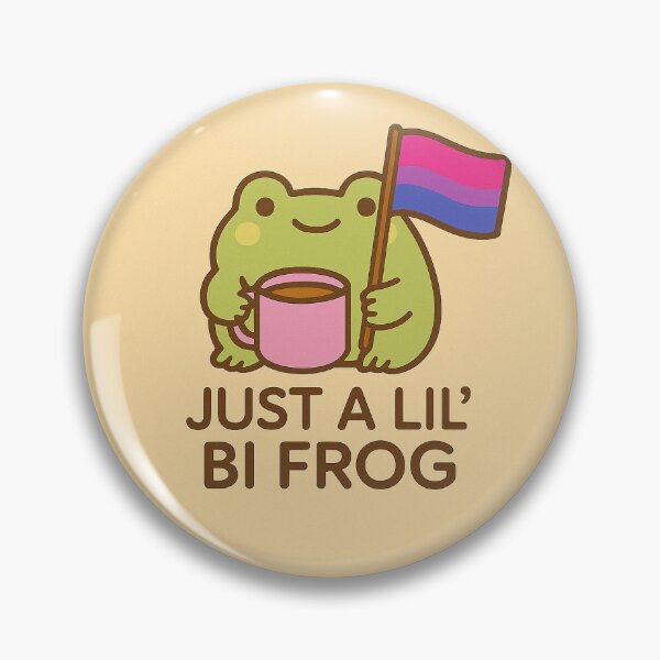 Item preview, Just a Lil’ Bi Frog – Cute Bisexual Pride Frog with Cozy Tea Aesthetic designed and sold by Cozy Chaos Nook.