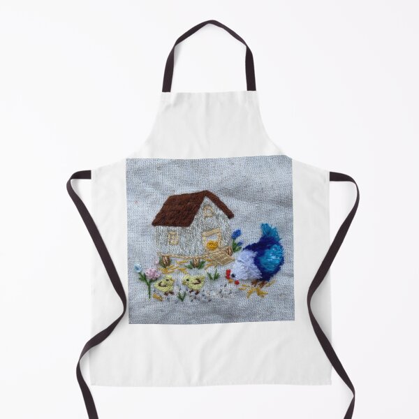 Item preview, Hand embroidered Farm Chicken Family Cottage Scene-original designed and sold by Alsa-Hand Embroidery.