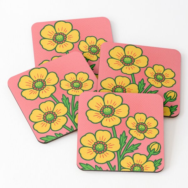 Item preview, Retro Pop Art Poster Illustration of Buttercup Flowers | Bold Yellow Botanical Print with Sunlit Meadow Aesthetic & Vintage Floral Energy | Classic Nature Wall Art Decor designed and sold by PaintedPixels01.