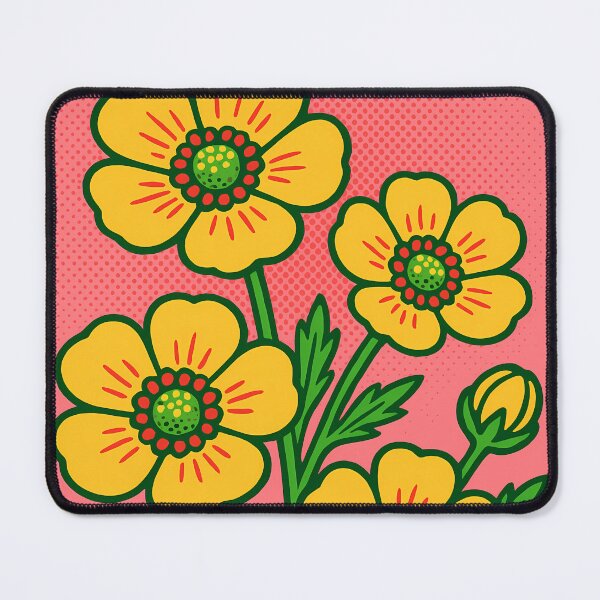 Item preview, Retro Pop Art Poster Illustration of Buttercup Flowers | Bold Yellow Botanical Print with Sunlit Meadow Aesthetic & Vintage Floral Energy | Classic Nature Wall Art Decor designed and sold by PaintedPixels01.