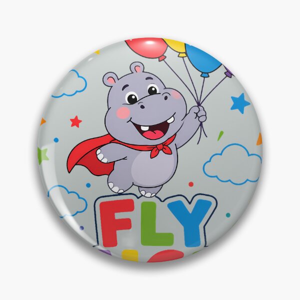 Item preview, Fly High Cute Hippo Superhero Balloons Retro designed and sold by ArtdesignsA.