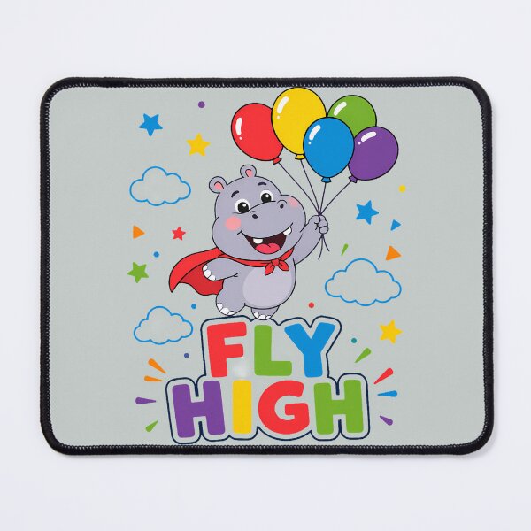 Item preview, Fly High Cute Hippo Superhero Balloons Retro designed and sold by ArtdesignsA.