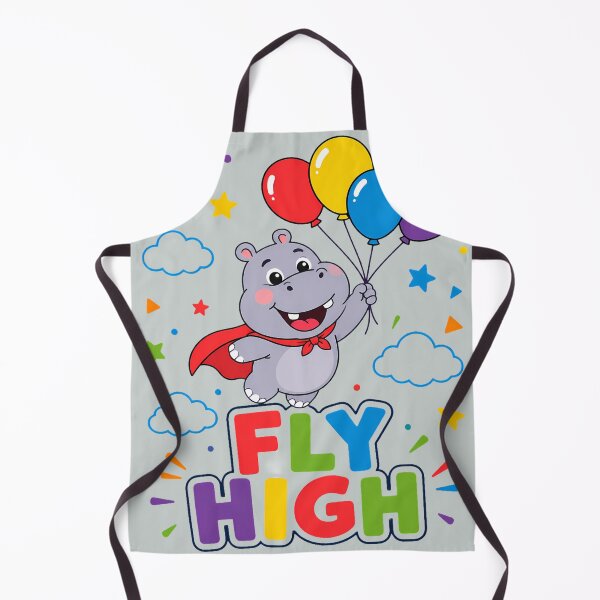 Item preview, Fly High Cute Hippo Superhero Balloons Retro designed and sold by ArtdesignsA.