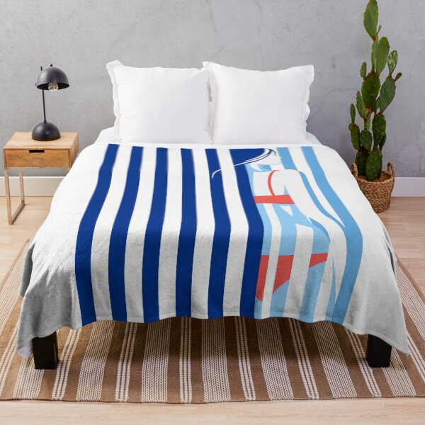 Item preview, Minimal Coastal Woman Art in Blue & Red, Stripes Art designed and sold by Studio pod Burom.