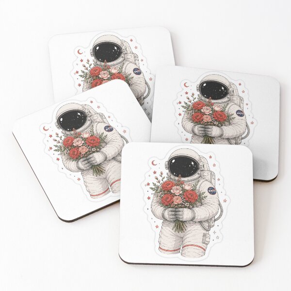 Item preview, Cute Astronaut Holding Flowers Sticker | Floral Space Aesthetic Art Gift designed and sold by Kanvasly.