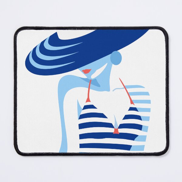 Item preview, Nautical Woman in Summer Hat Minimal Art, Stripes Art designed and sold by Studio pod Burom.