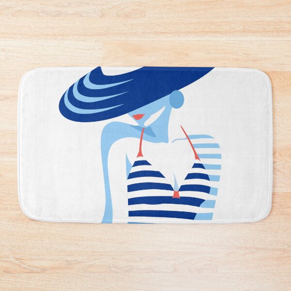 Item preview, Nautical Woman in Summer Hat Minimal Art, Stripes Art designed and sold by Studio pod Burom.