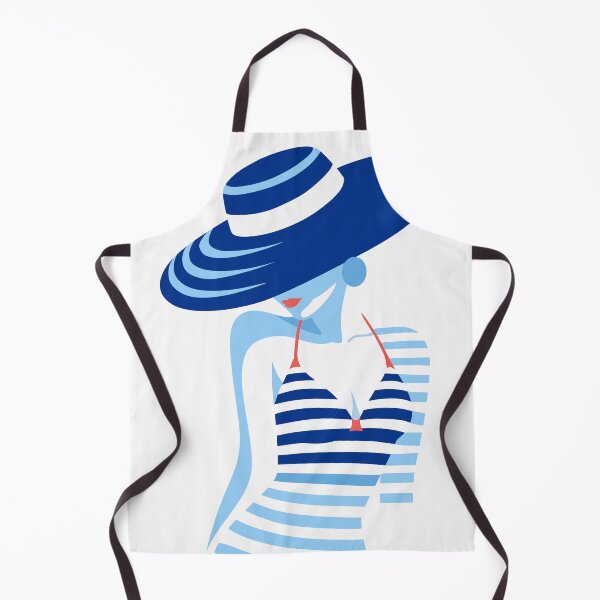 Item preview, Nautical Woman in Summer Hat Minimal Art, Stripes Art designed and sold by Studio pod Burom.