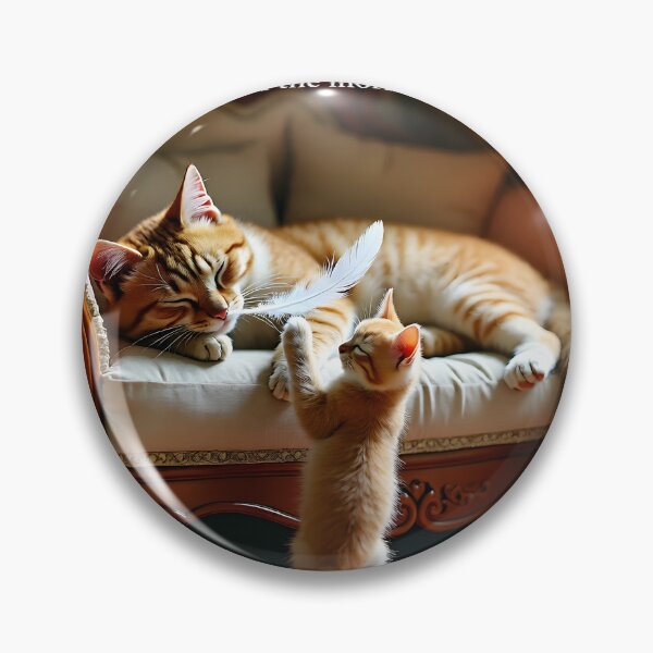 Item preview, Mischievous Ginger Kitten Tickling Sleeping Mother Cat Nose with Feather designed and sold by Creative-RE.
