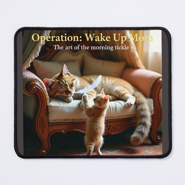 Item preview, Mischievous Ginger Kitten Tickling Sleeping Mother Cat Nose with Feather designed and sold by Creative-RE.