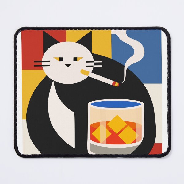 Item preview, Bauhaus Cat with Whiskey Glass, Mid Century Modern Art designed and sold by Studio pod Burom.