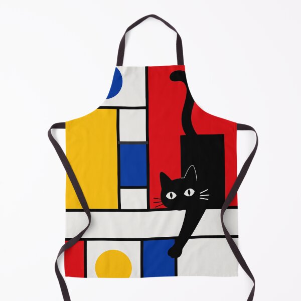 Item preview, Black Cat in Mondrian Style, Red Blue Yellow Cat Decor designed and sold by Studio pod Burom.