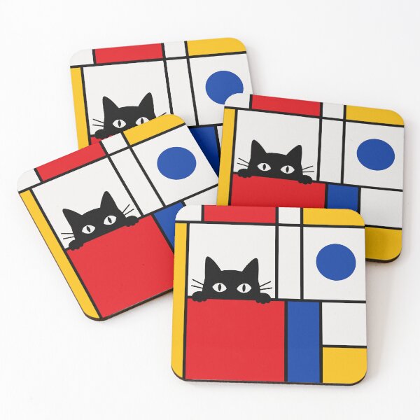 Item preview, Black Cat in Mondrian Style designed and sold by Studio pod Burom.