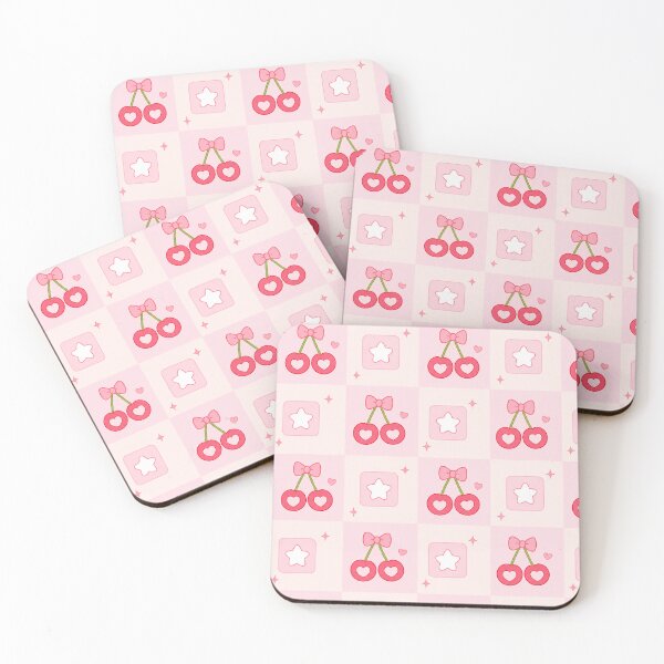 Item preview, Coquette Pattern of Cherries, Hearts and Pink Stars designed and sold by EsenciaZen.