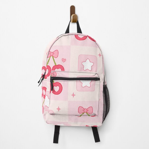 Item preview, Coquette Pattern of Cherries, Hearts and Pink Stars designed and sold by EsenciaZen.