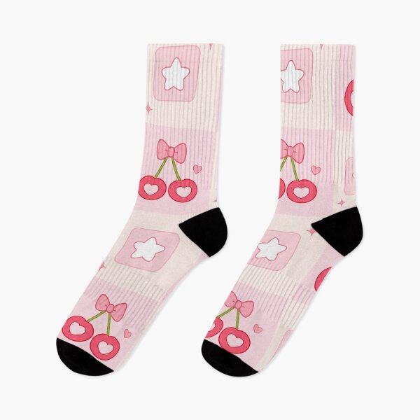 Item preview, Coquette Pattern of Cherries, Hearts and Pink Stars designed and sold by EsenciaZen.