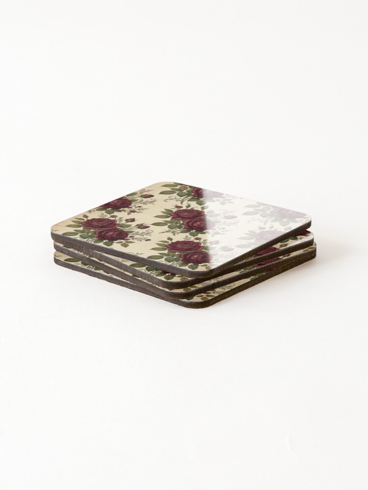 Thumbnail 4 of 5, Coasters (Set of 4), Vintage Roses designed and sold by FunFitsFactory.