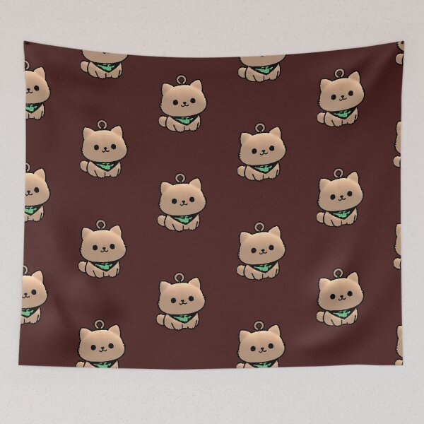 Item preview, Kawaii 3D Beige Cat Green Bandana Keychain Aesthetic designed and sold by AstronautMerch.