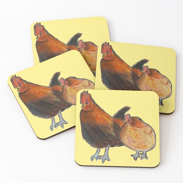 Item preview, Chickens - simple yellow background designed and sold by woodland-towers.