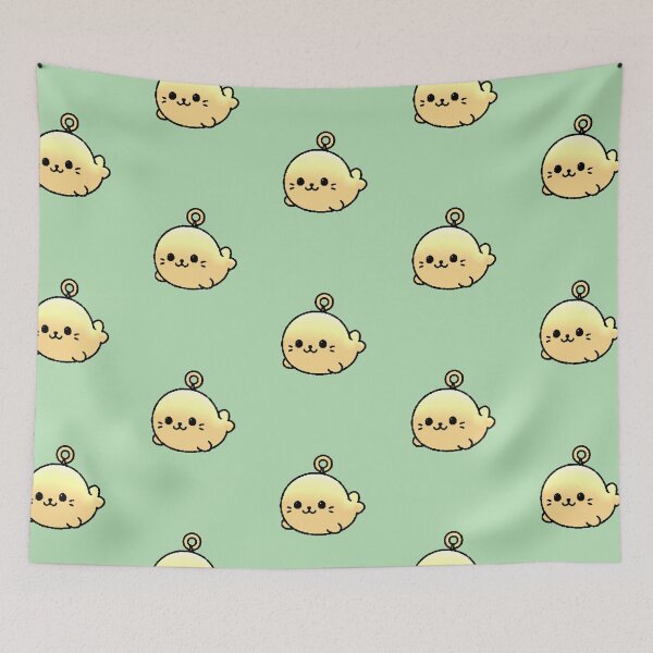 Item preview, Kawaii Yellow Chubby Pixel Seal Keychain Ocean Aesthetic designed and sold by AstronautMerch.