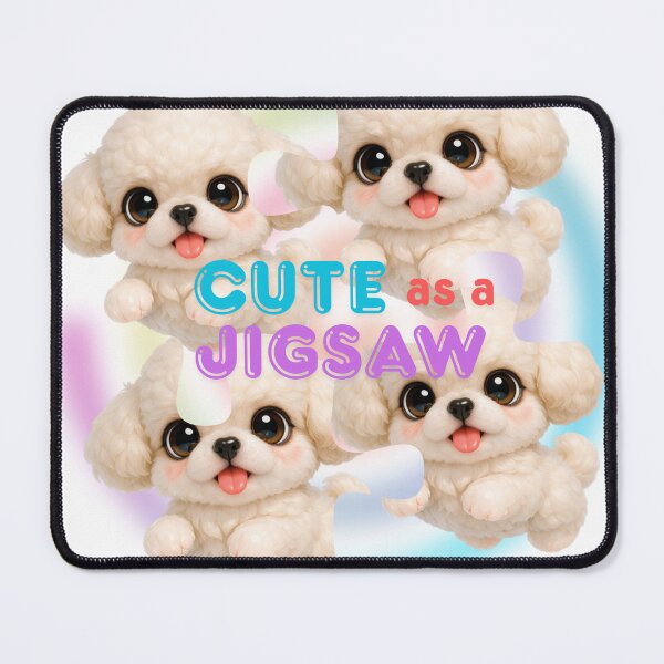 Item preview, Cute as a Jigsaw Fluffy Poodle Puppy Family Art designed and sold by Soluna Studio.