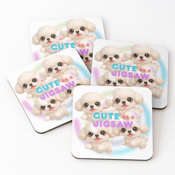 Item preview, Cute as a Jigsaw Fluffy Poodle Puppy Family Art designed and sold by Soluna Studio.