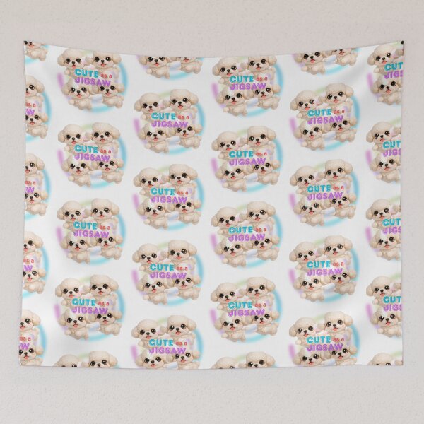 Item preview, Cute as a Jigsaw Fluffy Poodle Puppy Family Art designed and sold by Soluna Studio.