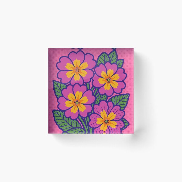 Item preview, Retro Pop Art Poster Illustration of Primrose Flowers | Bold Spring Botanical Print with Soft Pastel Blooms & Early Garden Revival Aesthetic | Vintage Floral Wall Art Decor designed and sold by PaintedPixels01.