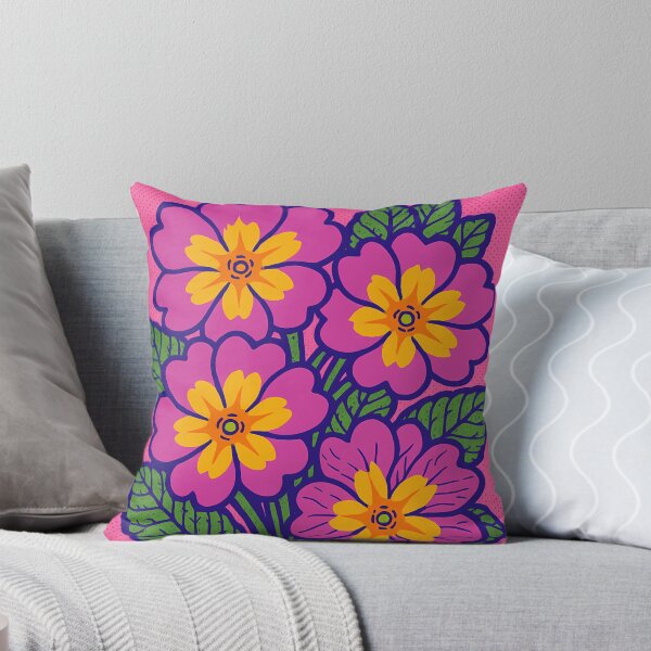 Item preview, Retro Pop Art Poster Illustration of Primrose Flowers | Bold Spring Botanical Print with Soft Pastel Blooms & Early Garden Revival Aesthetic | Vintage Floral Wall Art Decor designed and sold by PaintedPixels01.