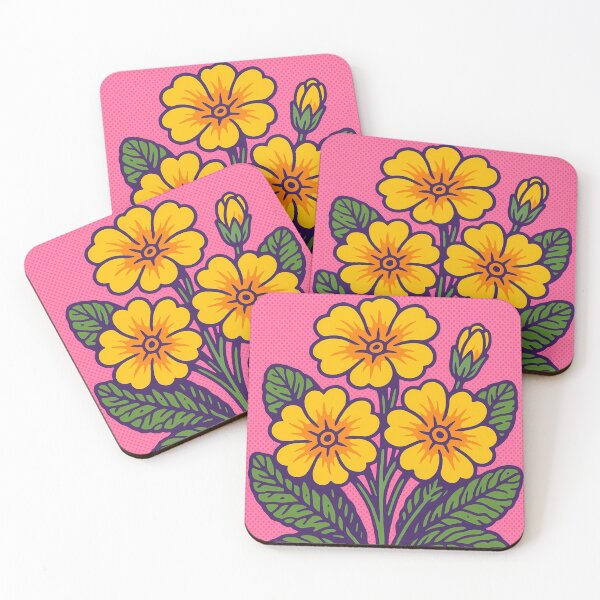 Item preview, Retro Pop Art Poster Illustration of Primrose Flowers | Bold Spring Botanical Print with Soft Pastel Blooms & Early Garden Revival Aesthetic | Vintage Floral Wall Art Decor designed and sold by PaintedPixels01.