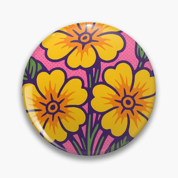 Item preview, Retro Pop Art Poster Illustration of Primrose Flowers | Bold Spring Botanical Print with Soft Pastel Blooms & Early Garden Revival Aesthetic | Vintage Floral Wall Art Decor designed and sold by PaintedPixels01.