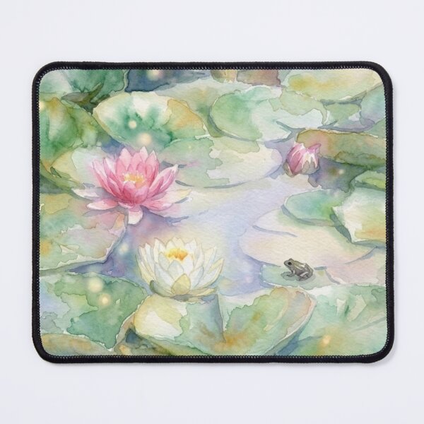 Item preview, Serene Lotus Pond Watercolor 睡蓮與小青蛙的夏日池塘 designed and sold by Tingmade Studio.