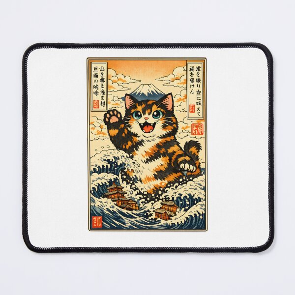 Item preview, Catzilla Amber — Tortoiseshell Cat Kaiju Japanese Wave Art designed and sold by Martin's_Design.